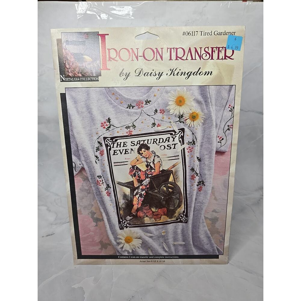 Daisy Kingdom Iron-On Transfer #06117 Tired Gardener Saturday Evening Post